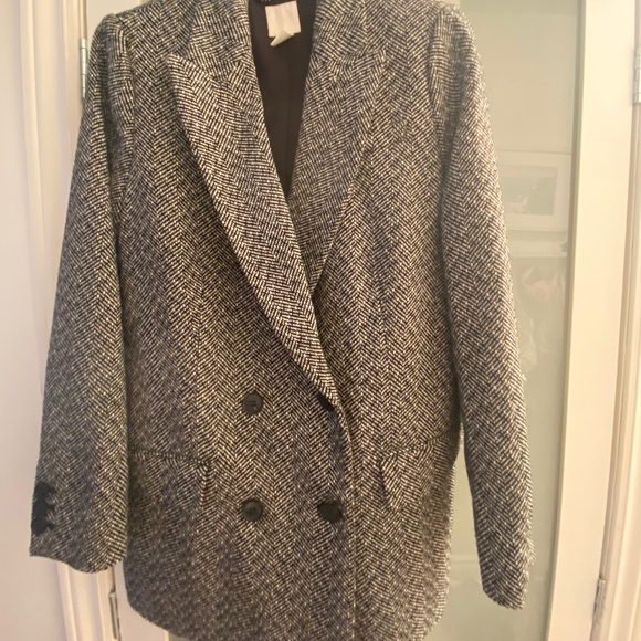 H & M herringbone white and black coat - Picture 1 of 4